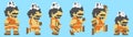 Set of Mario moves from Super Mario Odyssey video game. Art of pixel Mario in Caveman suit