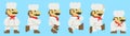 Set of Mario moves from Super Mario Odyssey video game. Art of pixel Mario in Chef Suit