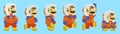 Set of Mario moves from Super Mario Odyssey video game. Art of pixel Mario in Snow Suit with Snow Hood