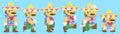 Set of Mario moves from Super Mario Odyssey video game. Art of pixel Mario in Sombrero suit