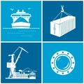 Set of maritime icons, vector illustration