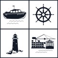 Set of maritime icons, vector illustration