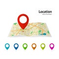 Set of marker pointer on map. map vector illustration. Modern plan pin pointer roadmap. GPS navigation systems. Vector