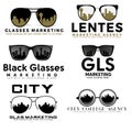 Set of marketing agency building city eyeglasses logo design Royalty Free Stock Photo