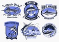 Set of marlin fishing badge Royalty Free Stock Photo