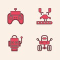 Set Mars rover, Remote control, Robotic robot arm factory and icon. Vector Royalty Free Stock Photo