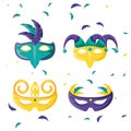 Set of masks carnival celebration icon Royalty Free Stock Photo
