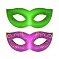 Set of masks for Mardi Gras carnival. Luxurious mask with a pattern. Shine glitters. Vector Royalty Free Stock Photo