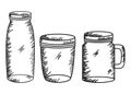 Set of mason jars drawing art Royalty Free Stock Photo