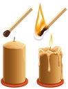 Set match and candle. New and burns Royalty Free Stock Photo