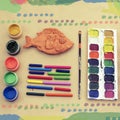 A set of materials for creativity and drawing Hobbies. Royalty Free Stock Photo