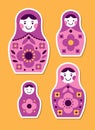 Set of matryoshka russian nesting dolls stickers