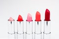 Set of matte lipsticks in red and natural colors Royalty Free Stock Photo
