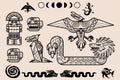 Set of Mayan or Aztec patterns, tribal elements