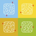 A set of mazes. Cartoon style. Visual worksheets. Activity page. Game for kids. Puzzle for children. Maze conundrum. Color vector Royalty Free Stock Photo