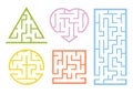 A set of mazes. Cartoon style. Visual worksheets. Activity page. Game for kids. Puzzle for children. Maze conundrum. Color vector Royalty Free Stock Photo