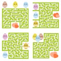 A set of mazes. Cartoon style. Visual worksheets. Activity page. Game for kids. Puzzle for children. Maze conundrum. Color vector Royalty Free Stock Photo