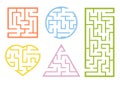 A set of mazes. Cartoon style. Visual worksheets. Activity page. Game for kids. Puzzle for children. Maze conundrum. Color vector Royalty Free Stock Photo