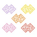 A set of mazes. Game for kids. Puzzle for children. Labyrinth conundrum. Find the right path. Color vector illustration