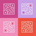 A set of mazes. Game for kids. Puzzle for children. Labyrinth conundrum. Find the right path. Color vector illustration
