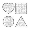 A set of mazes. Game for kids. Puzzle for children. Labyrinth conundrum. Find the right path. Vector illustration