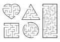 A set of mazes. Game for kids. Puzzle for children. Labyrinth conundrum. Find the right path. Vector illustration