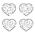 A set of mazes. Game for kids. Puzzle for children. Labyrinth conundrum. Find the right path. Vector illustration