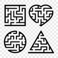 A set of mazes. Game for kids. Puzzle for children. Labyrinth conundrum. Find the right path. Vector illustration