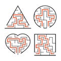 A set of mazes. Game for kids. Puzzle for children. Labyrinth conundrum. Find the right path. Vector illustration