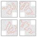 A set of mazes. Game for kids. Puzzle for children. Labyrinth conundrum. Flat vector illustration