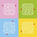 A set of mazes. Game for kids. Puzzle for children. Maze conundrum. Cartoon style. Visual worksheets. Activity page. Color vector Royalty Free Stock Photo