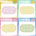 A set of mazes. Game for kids. Puzzle for children. Maze conundrum. Cartoon style. Visual worksheets. Activity page. Color vector Royalty Free Stock Photo