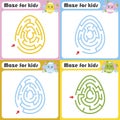 A set of mazes. Game for kids. Puzzle for children. Maze conundrum. Cartoon style. Visual worksheets. Activity page. Color vector Royalty Free Stock Photo