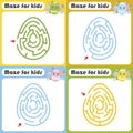 A set of mazes. Game for kids. Puzzle for children. Maze conundrum. Cartoon style. Visual worksheets. Activity page. Color vector Royalty Free Stock Photo