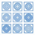 Set of meander borders and frames. Ancient traditional greek decoration. greece blue color. vector Royalty Free Stock Photo