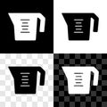 Set Measuring cup to measure dry and liquid food icon isolated on black and white, transparent background. Plastic Royalty Free Stock Photo