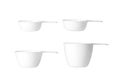 Set of Measuring Cups Lined up on White Background Royalty Free Stock Photo