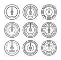 Set of Measuring device drawn by lines, contour and outline style design. Icons for medicine, transport, technology Royalty Free Stock Photo