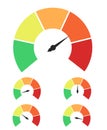 Set of measuring icons. Speedometer or rating meter signs infographic gauge elements Royalty Free Stock Photo