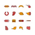 Set of meat icons