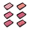 set of meat Menu isolated illustration. pork meat, beef, chicken, shabu, sukiyaki, moo kra ta.