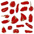 Set of meat steaks. Vector cartoon illustrations. Isolated objects on white. Royalty Free Stock Photo