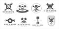 set of mechanic logo vintage illustration template icon design. bundle collection of various piston helmet wrench engineering