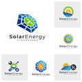 Set of Mechanic Solar logo vector template, Creative Solar panel energy logo design concepts