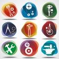 Set of mechanical icons.