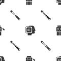 Set Mechanical robot hand, Humanoid and Screwdriver on seamless pattern. Vector Royalty Free Stock Photo