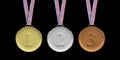 Set of medals on black background. 3d illustration