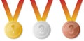 Set of medals with bright ribbon, vector illustration Royalty Free Stock Photo