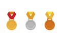 Set of medals icons; Gold medal icon; Silver medal icon; Bronze medal icon; Royalty Free Stock Photo