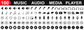 Set 100 media player control icons, music, sound and cinema icon set, interface multimedia symbols video and audio, media player Royalty Free Stock Photo